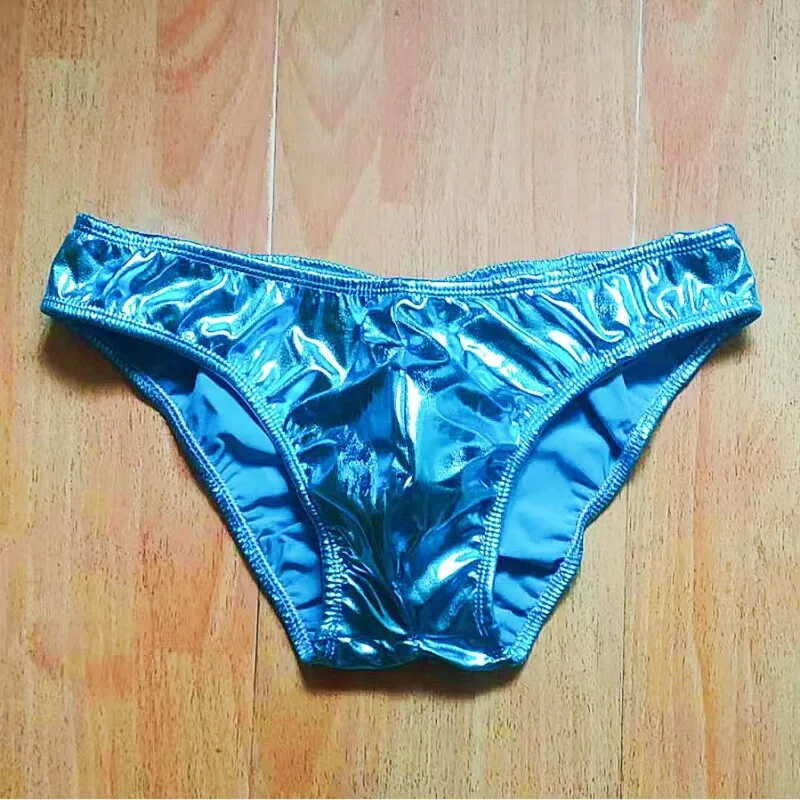 Shiny Sexy Mens Underwear Pouch Briefs Fitness Competition Sporty NPC Performance Men Panties Bodybuilding Elastic Waist Closure