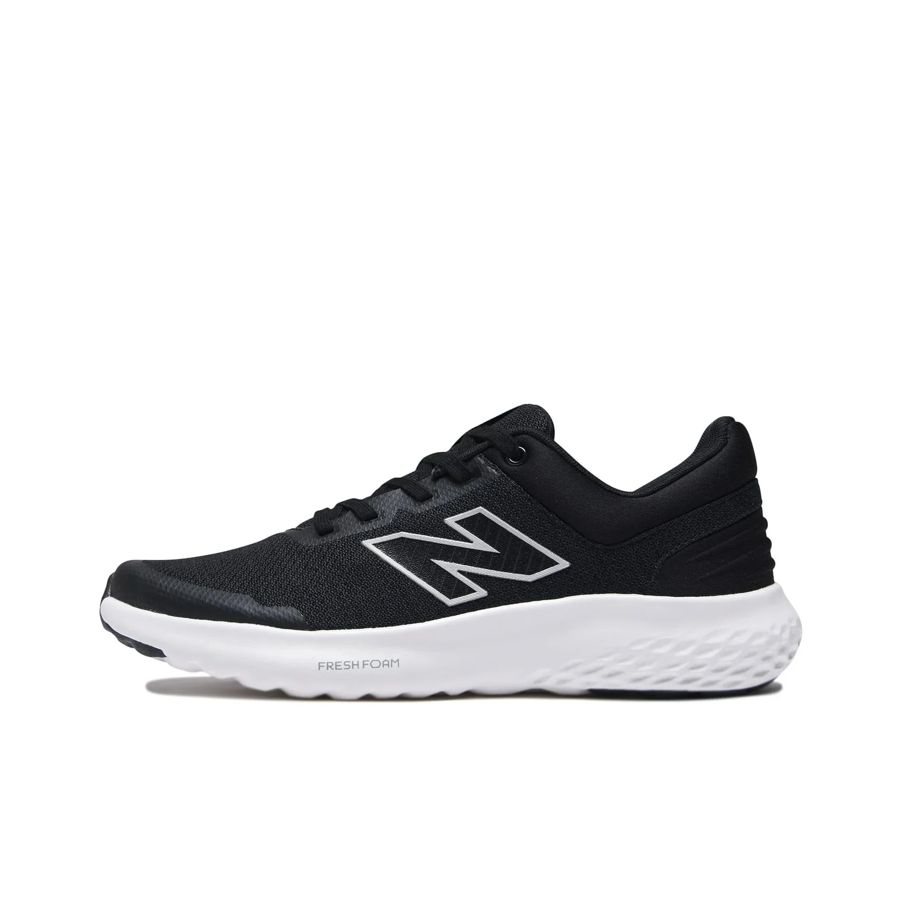 

New Balance NB Fresh Foam series, comfortable and soft, low-cut marathon running shoes for men, black and gray.