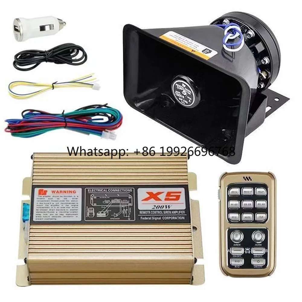 

High Performance X5-200W Amplifier Wireless Siren With Speaker Horn for Ambulance Firefighter PA System Vehicle Emergency