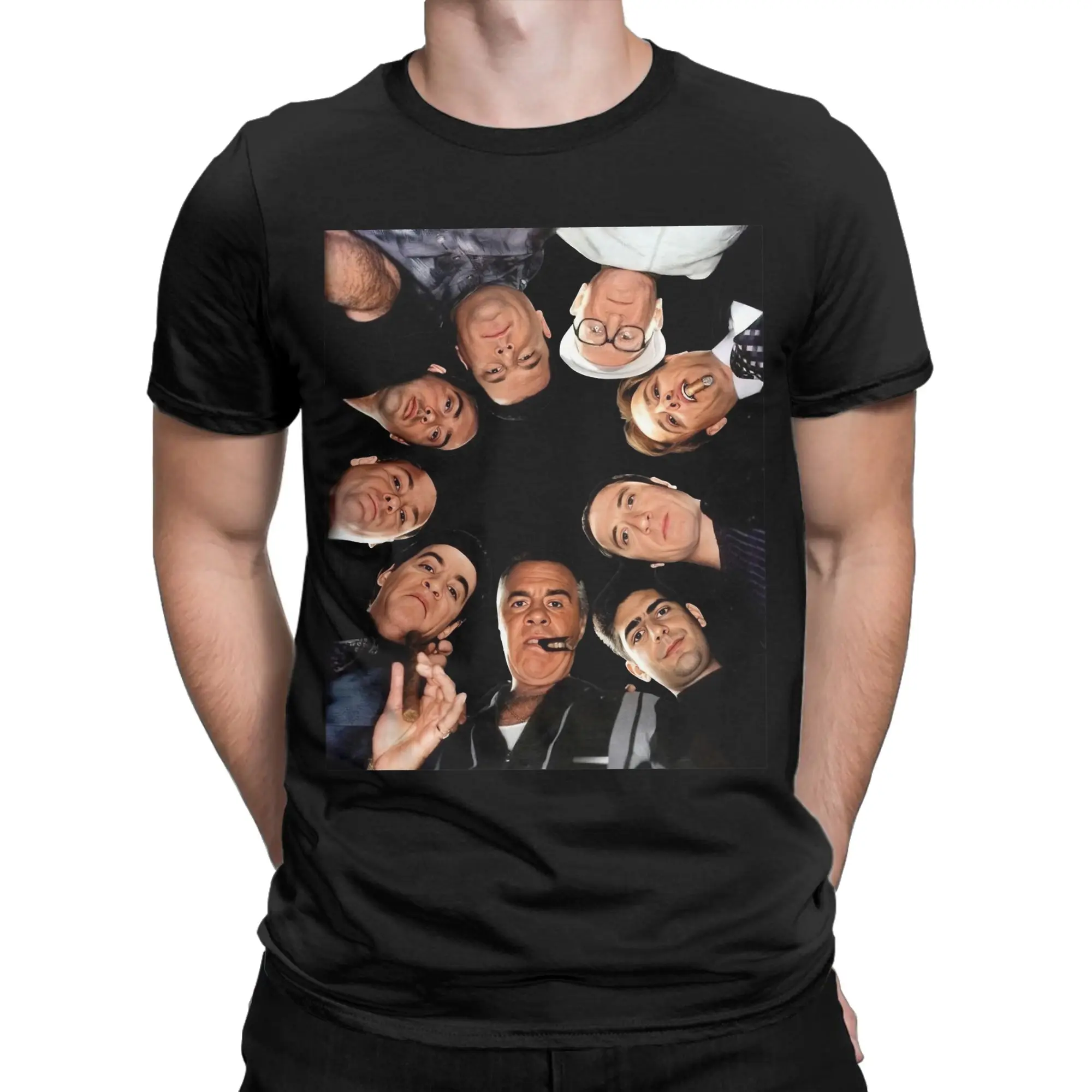 Vintage Mafias Group Sopranos Tv Show T-Shirts Men Round Collar 100% Cotton T Shirts  Short Sleeve Tees Plus Size Clothes