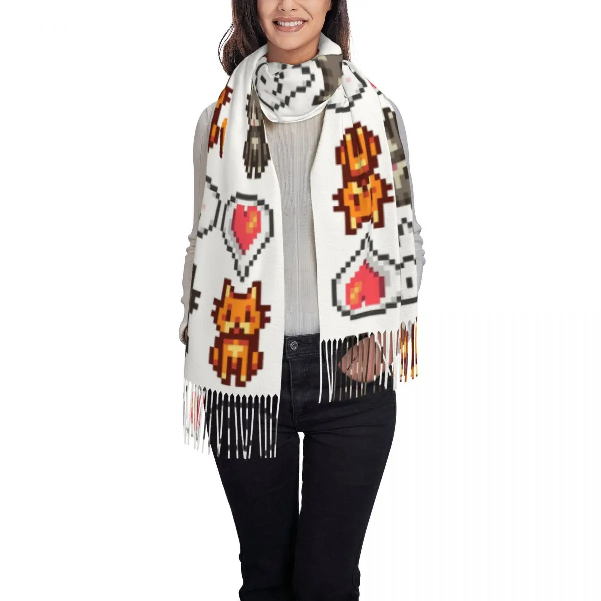 Stardew Valley Video Gamer Scarf Tassel Scarves for Women Soft Warm Shawls and Wraps Long Fall Winter Shawl Wrap