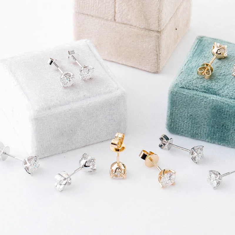 بروفانس 925 الفضة مارتيني نمط وأقراط 5 مللي متر Def مويسانيتي مستديرة GRA Cert التصميم الكلاسيكي مع المسمار الخلفي للنساء الرجال