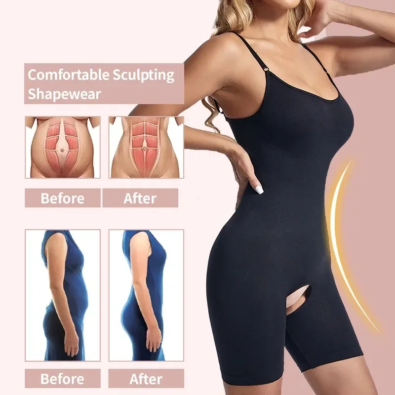 

Bodysuit Shapewear Women Full Body Shaper Open Crotch Corset Waist Trainer Shaping Underwear Postpartum Recovery Slimming Sheath