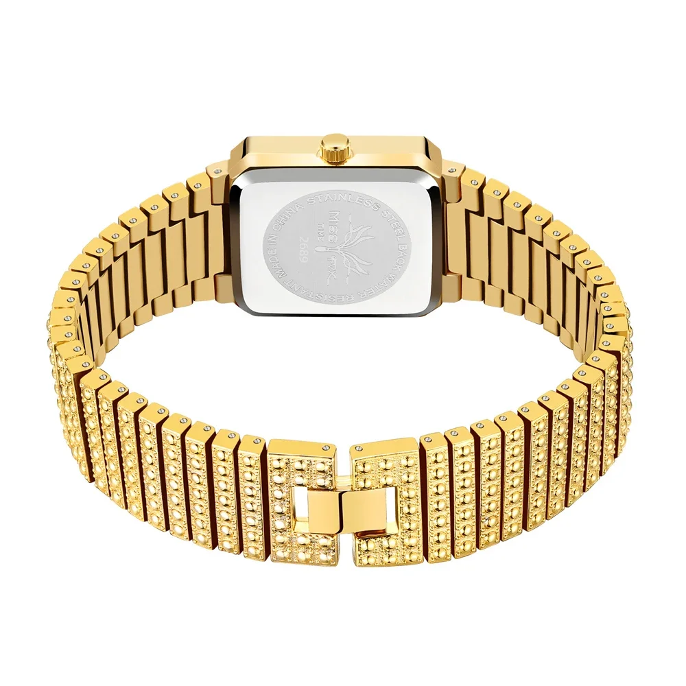 Reloj cuadrado de diamantes de lujo para mujer, relojes ostentosos de hielo para mujer, reloj de pulsera, reloj femenino