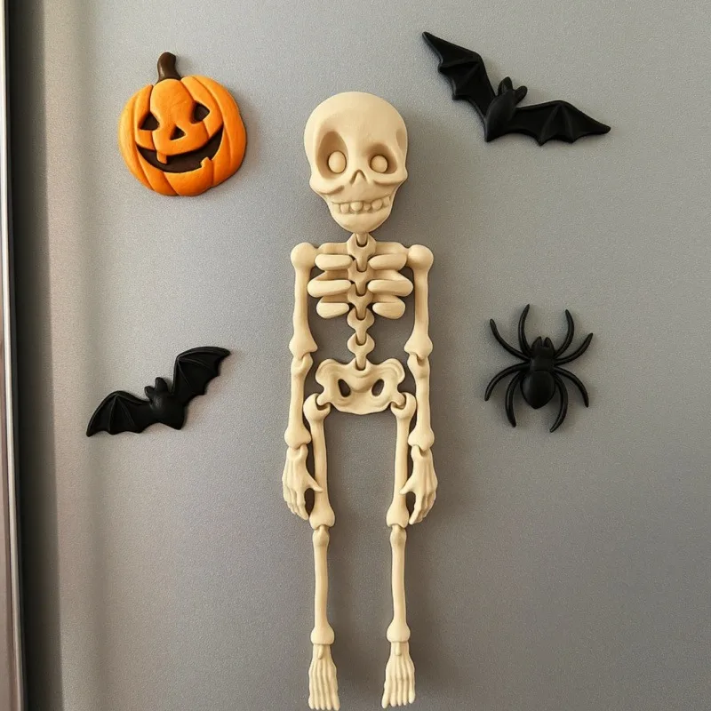 المغناطيسي Poseable الجمجمة مغناطيس الثلاجة مضحك هالوين هدية المطبخ الطعام ديكور المنزل ملحق ملتوي ديكور مخيف الجدة #5