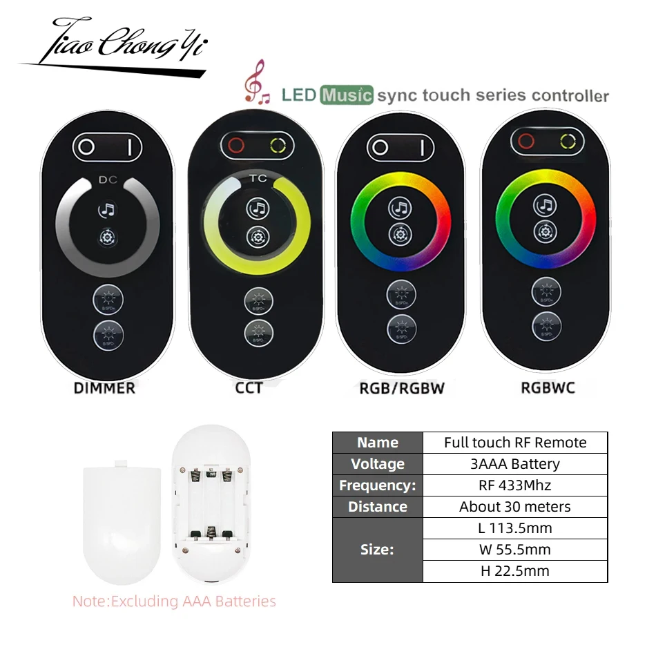 DC5-24V Music Sync Controller and RF Full Touch Remote Control Dimmer for  RGBCCT RGBWC RGB CCT Color 1~5 Ch LED Strip Light