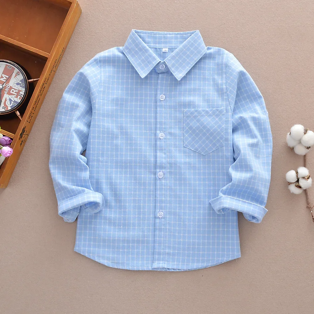

Kids Plaid Shirt Long Sleeve Casual School Children Tops 2026 Spring/Autumn Boys Girls Blouse Daily Loose Teen Clothes 2-13 Year