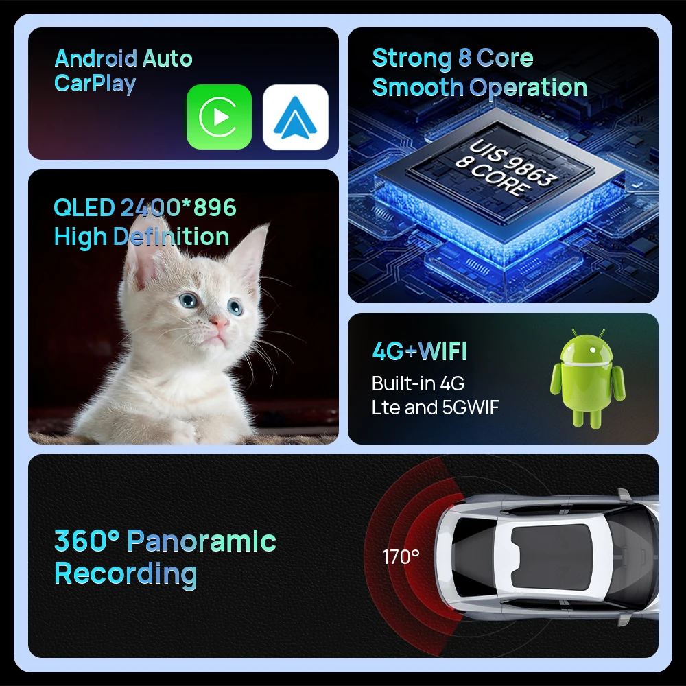 12.3inch 2 Din Universal Android Car Audio Radio Screen 8Core Car Stereo 4+64G/6+128G Carplay Android Auto 4G WIFI Player