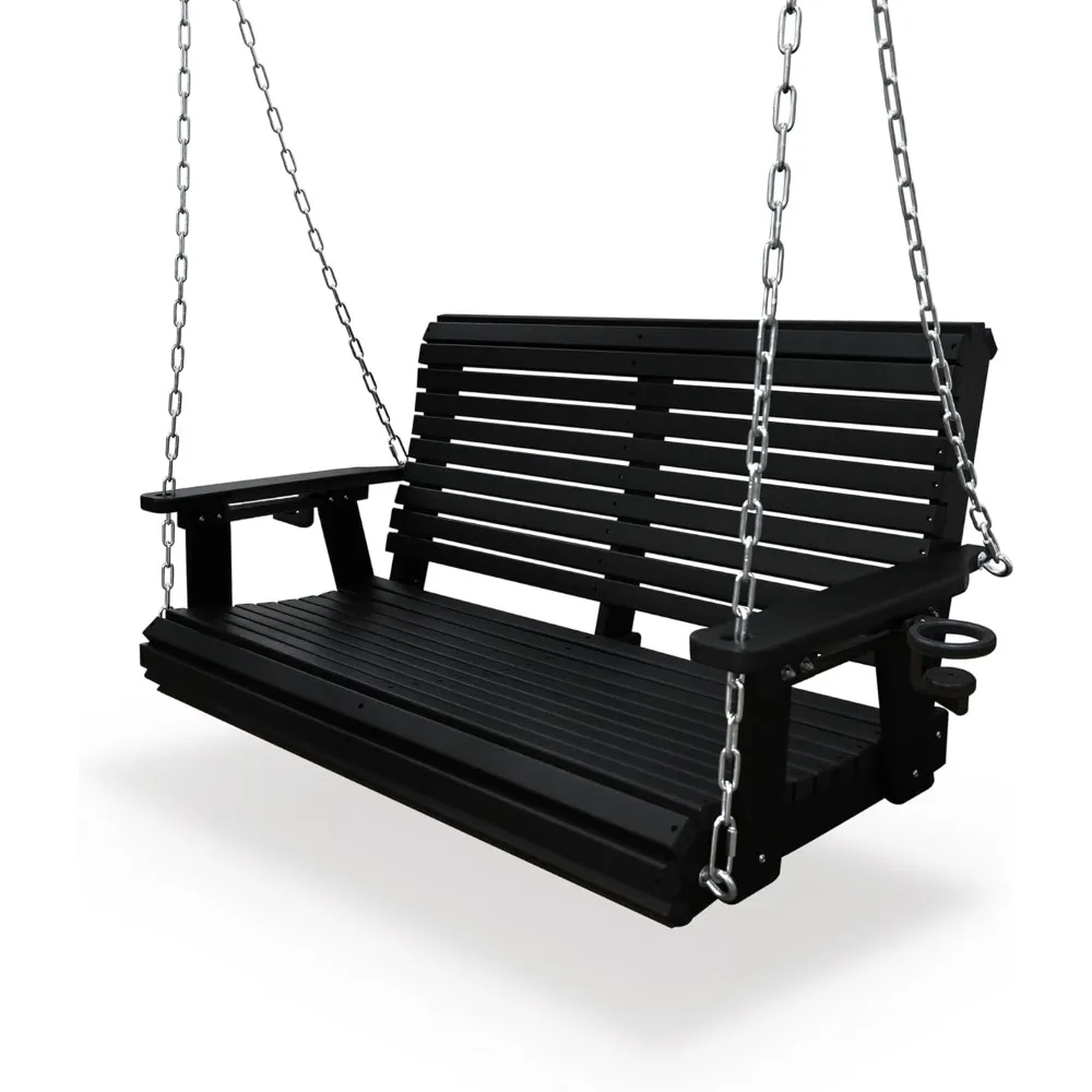 

HDPE Porch Swing with 18/8 Stainless Steel Hardware and Hanging Chains, Heavy Duty 1200 LBS, for Outdoor Patio Garden Yard (Carb