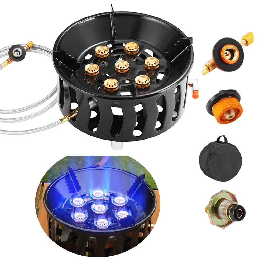 

1 set Portable outdoor Stove 19800W 7 Core Camping Stove with Windproof and Rotating Fire Control for Outdoor Cooking Stability