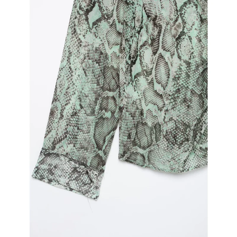 2026 Herbst Damenbluse Langarm Tierdruck Knopfhemd Schleifendekoration Elegante Alltagsmode Blusen für Frauen – Detail 4