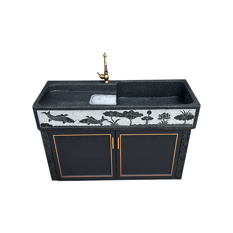 Outdoor granite laundry sink with rubbing board garden marble laundry pool villa courtyard stone integrated sink