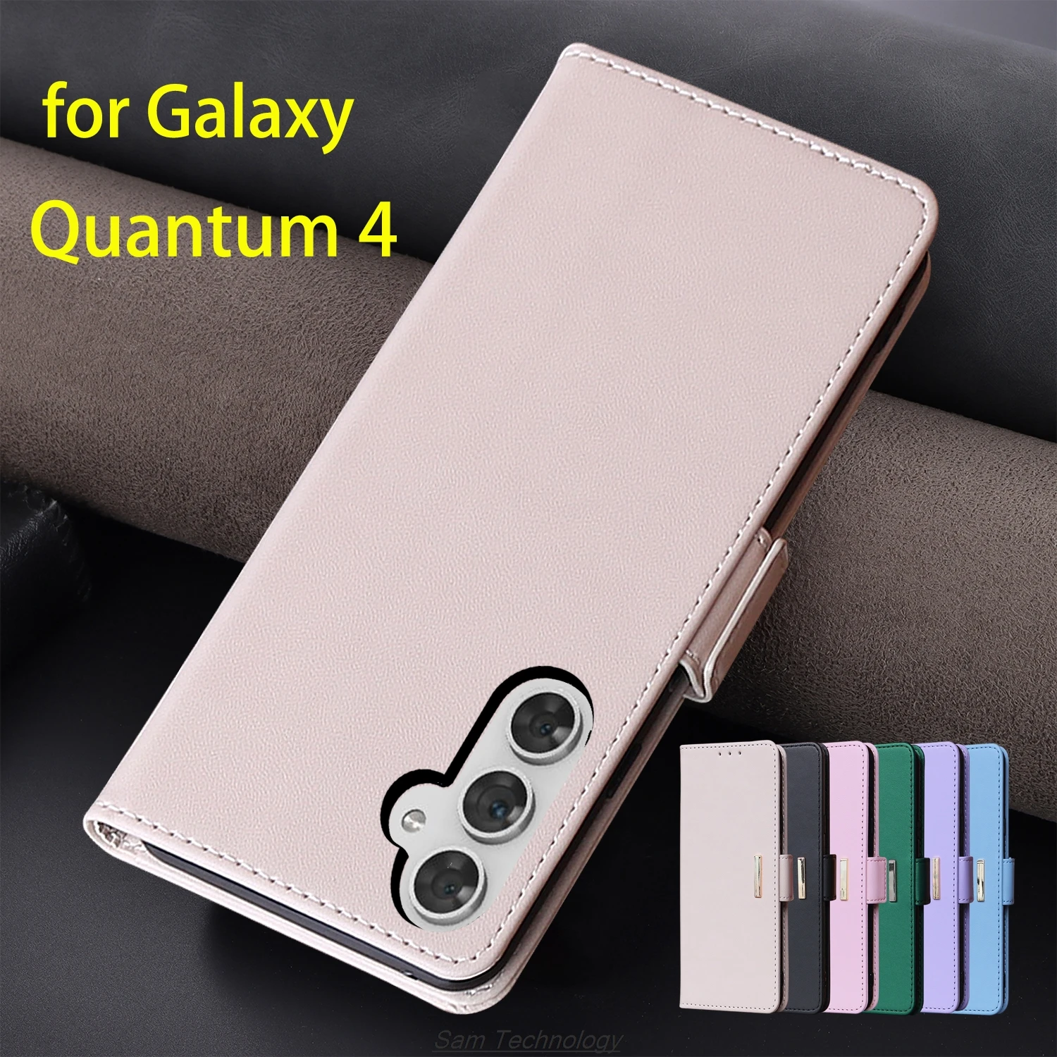 

Magnetic buckle Leather Case for Samsung Galaxy Quantum 4 Quantum4 Wallet RFID BLOCKING Flip Cover female Simple Fundas Coque