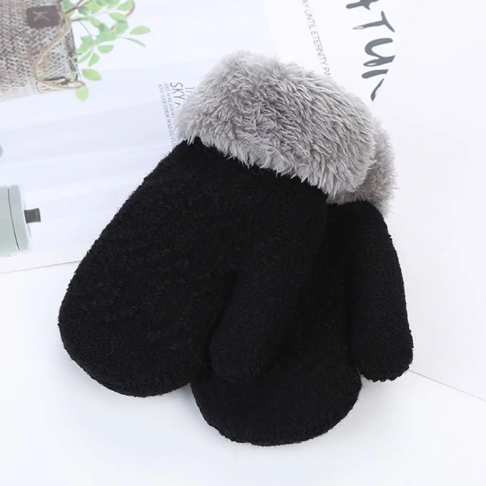Lovely Plus Velvet Kids Gloves Thick Knitting Mittens Baby Gloves Boys Girls