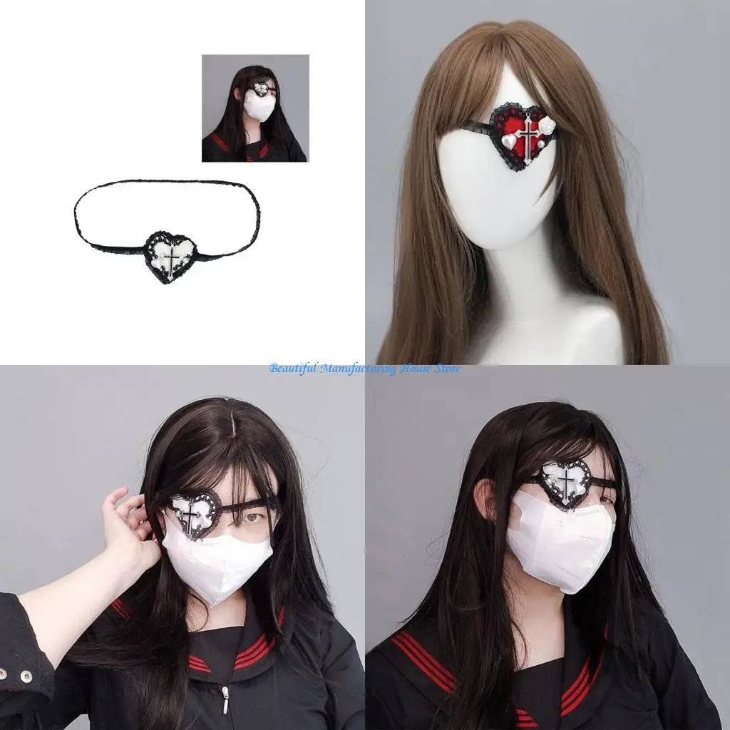 

E56A Lolit Eye Patch Gothics Eyepatch Heart Eyepatch Lolit Eye Mask- Single Eye Mask-
