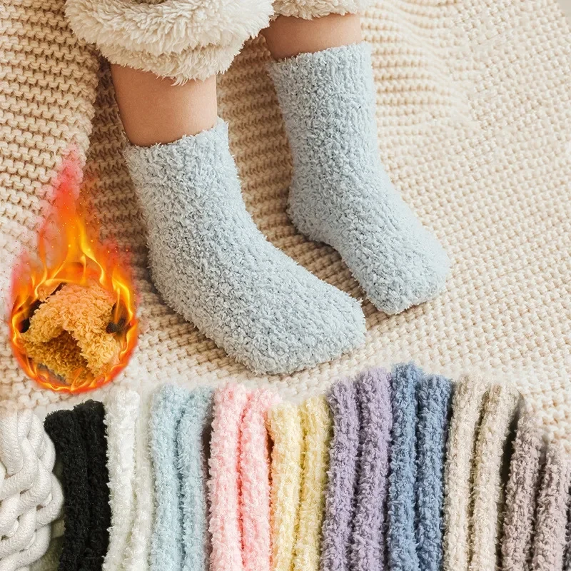 5 Paar winter dicke Socken aus Korallen wolle für Wärme, Komfort, Weichheit, Anti-Rutsch-Baby und Polsterung für Kleinkinder