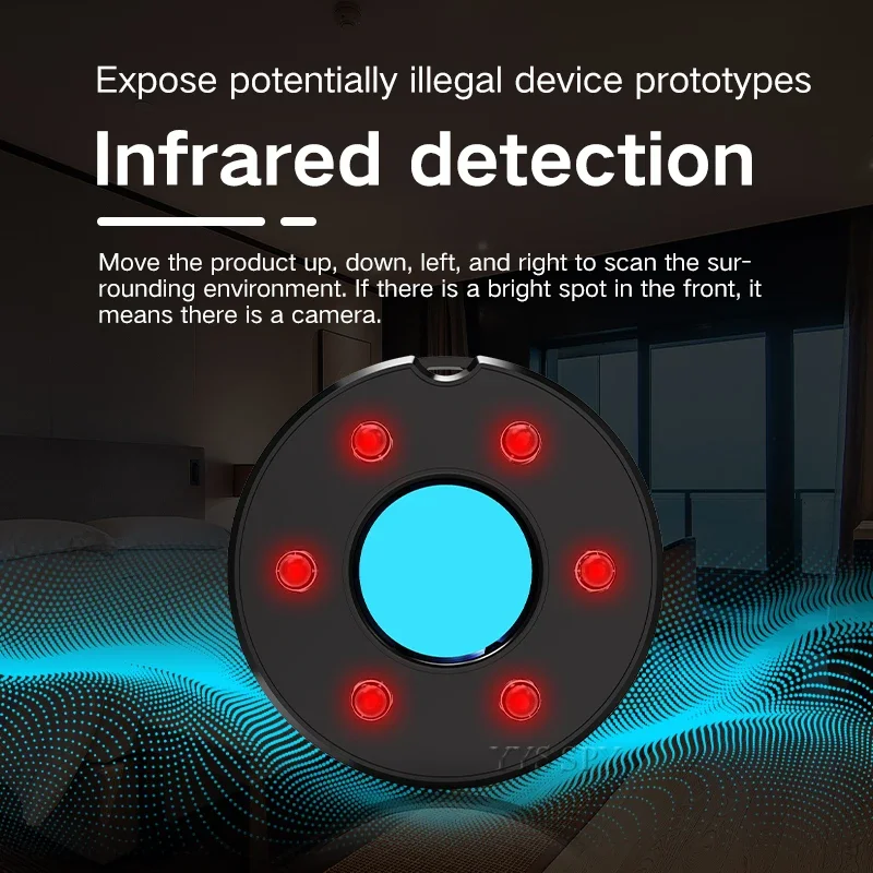 Mini Anti Spy Hidden Camera Lens Detector, Luz sonora, Scanner de alarme de vibração, Anti Candid Thief, Micro Secret Cam, Small Finder