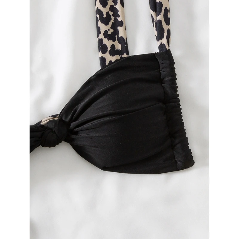 FASKO Leopardenfarben passender Triangel-Bikini, zweiteiliger Anzug, Bikini 2025, neue Serie, Strandserie, Party-Stil