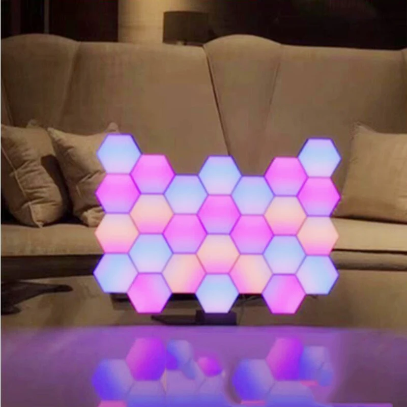 RGB LED Quantum Lamp Hexagon Light DIY LED Wall Lamp Touch Sensor LED Night Light Colorful For Home Decoration Desk Light 5V USB