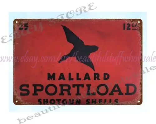 Mallard Sportload Shotgun Shells gun ammo metal tin sign wall plaque artwork