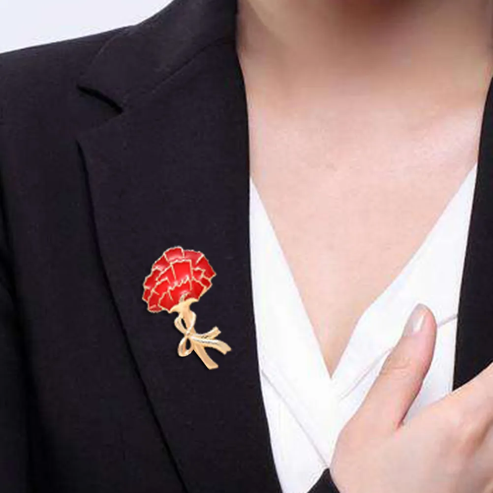 Carnation Brooch Pin Fashionable Alloy Brooch for Women Girls Sweater Dress Bag Hat Scarf Decoration Gift Occasion Red X1458