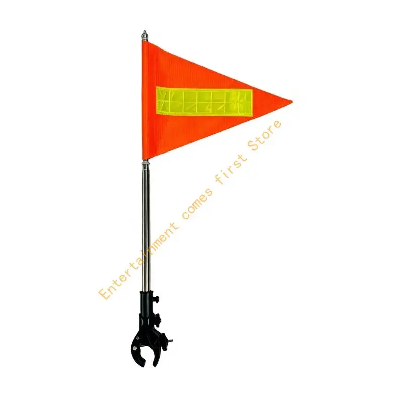 Extendable Mast Golf Cart Flag with Reflective Panel, Mount Base and Clear Visibility for Course Driving Use 55KD