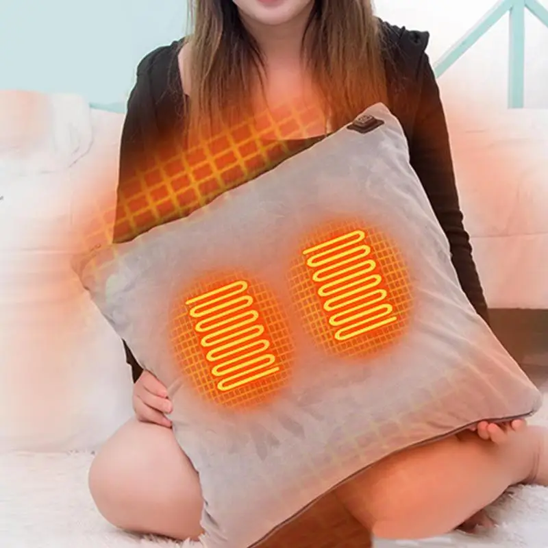 Heated Throw Pillow Portable Cozy Electric Pillow Hand Warmer Heated Seat Cushion 3 Heat Settings Pillow For Home Car Sushion