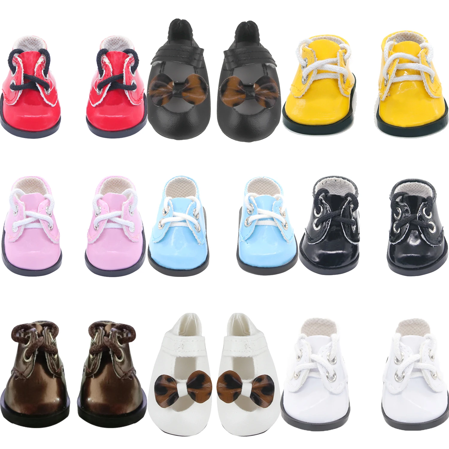 

5,5-дюймовая кукольная обувь из искусственной кожи с бантом, милая обувь для 14-дюймовых кукол American&OG Girl, глянцевая обувь для куклы 30–35 Нэнси Лиза Паола Реина, хлопковая кукла