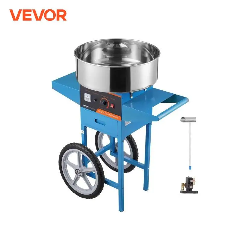 

VEVOR Electric Cotton Candy Machine with Cart Commercial Candy Floss Maker with Stainless Steel Bowl Sugar Scoop and Drawer