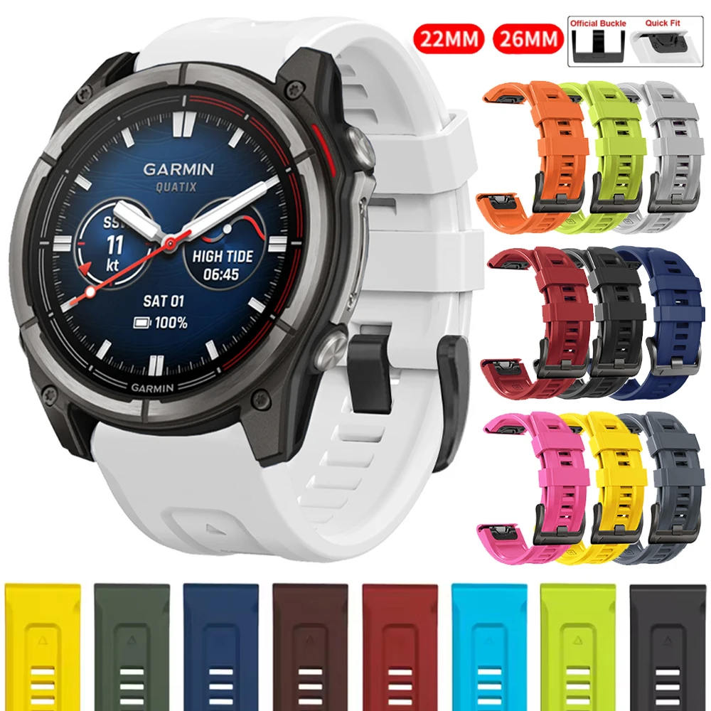 

Ремешок QuickFit 22 мм 26 мм для Garmin Quatix 8 7 6 5 Sapphire Tactix 8 7 Pro Delta Bravo, силиконовый ремешок Fenix 7X 7 6X 6 5X, браслет
