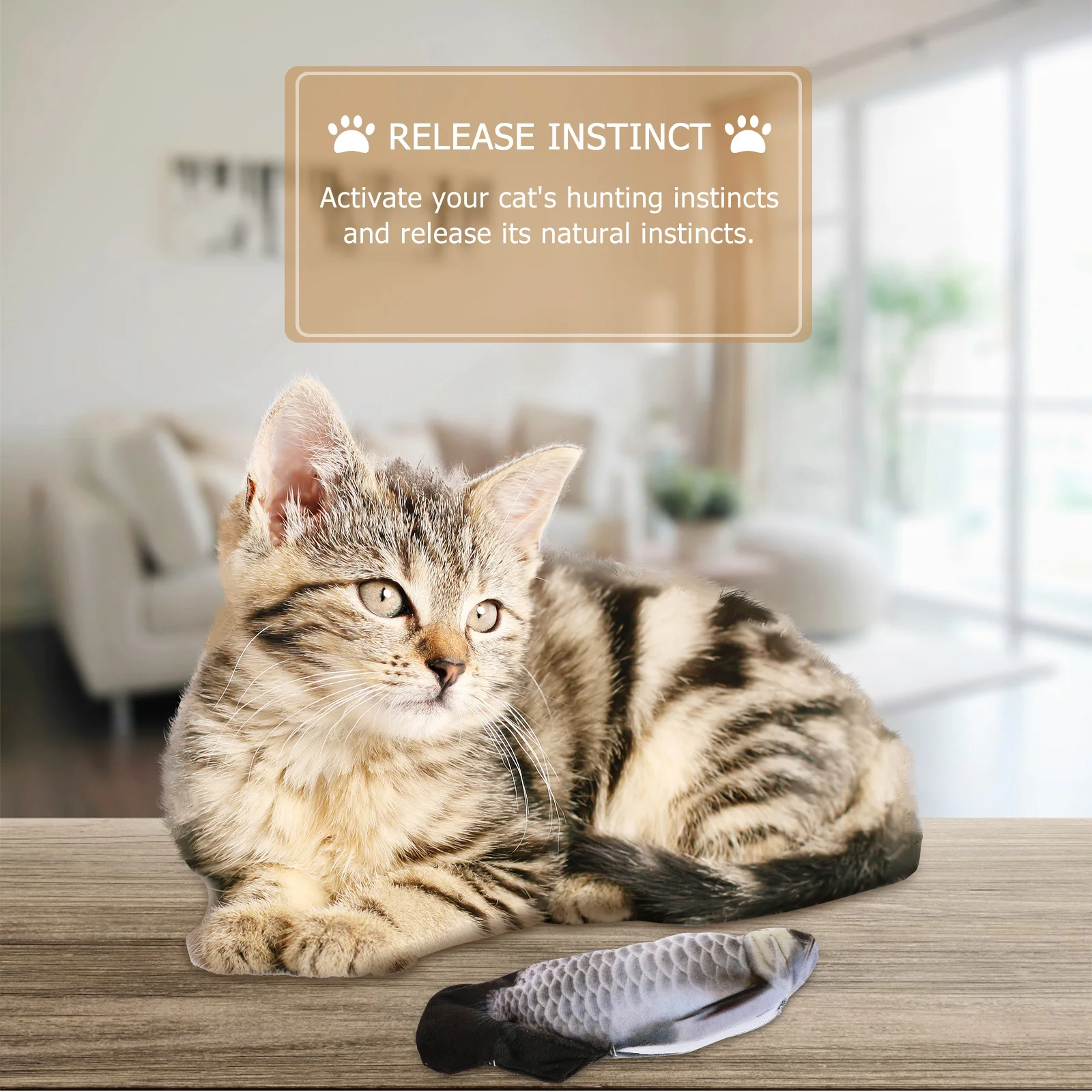 1Pcs Electric Cat Fish Realistic Simulation Flopping Wiggle Moving Interactive Plaything Stimulate Hunting Instinct USB Charging