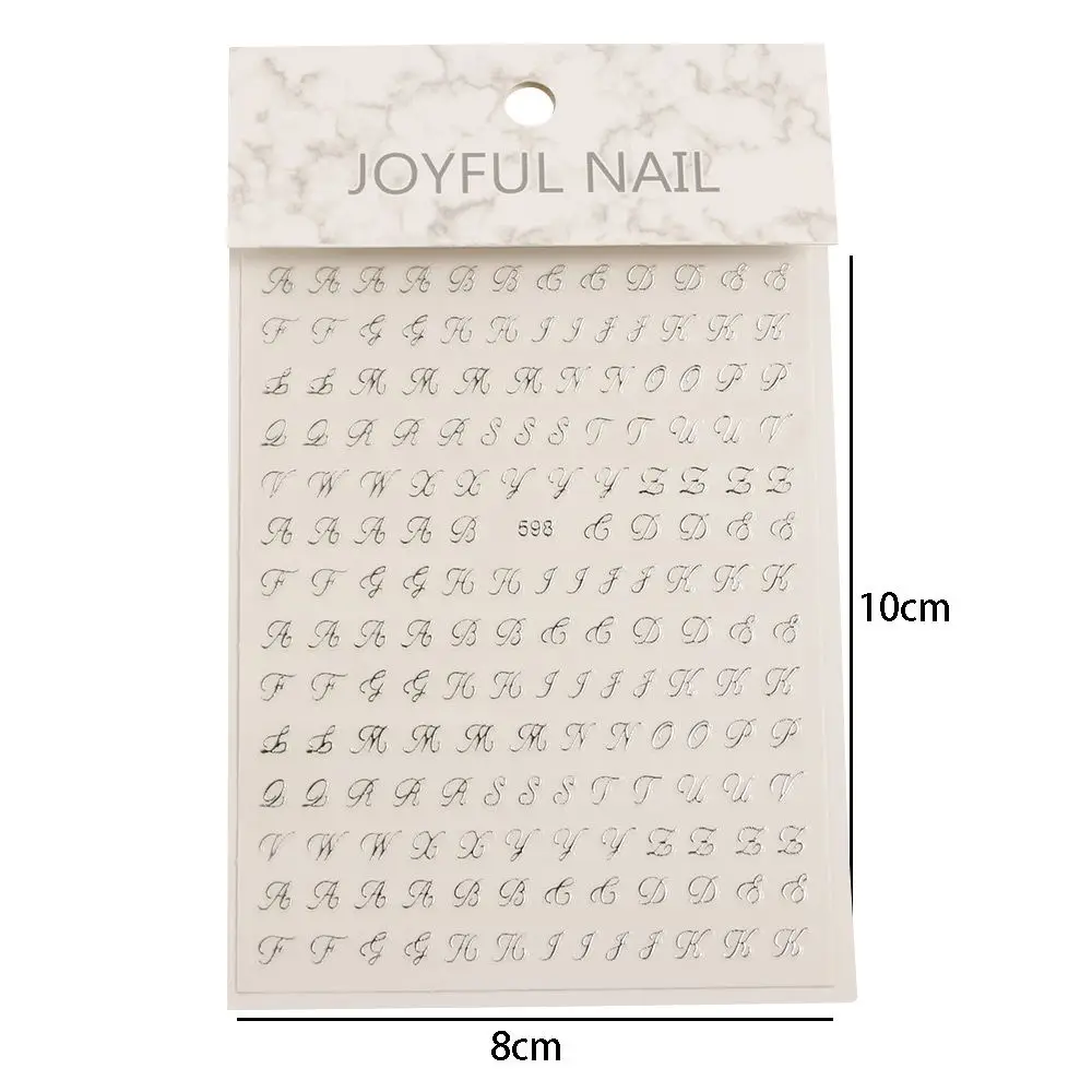 Strumenti per manicure con caratteri dell'alfabeto Vecchi numeri di caratteri Decorazione per unghie fai da te Decalcomania per unghie 3D Lettera inglese Adesivo per nail art Lamine per unghie