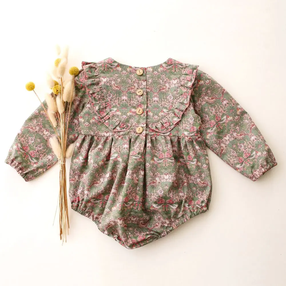 Spring Summer Baby Girls One-piece Cotton Long Sleeve Baby Girls Playsuit Newborn Baby Romper