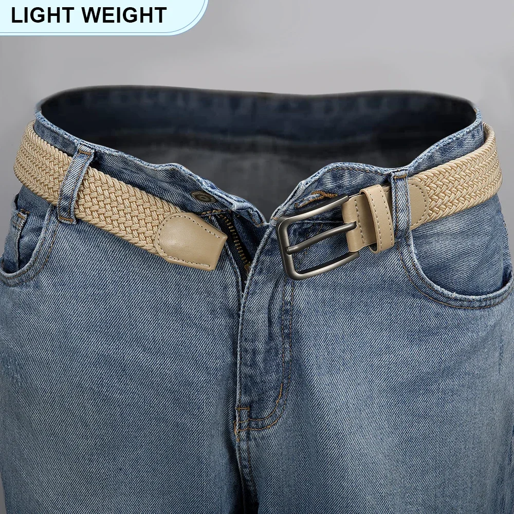 Men\'s Casual Woven Elastic Belt For Outdoor Rock Climbing Canvas Trouser Belt High Quality Trend Man Paired With Jeans Belt