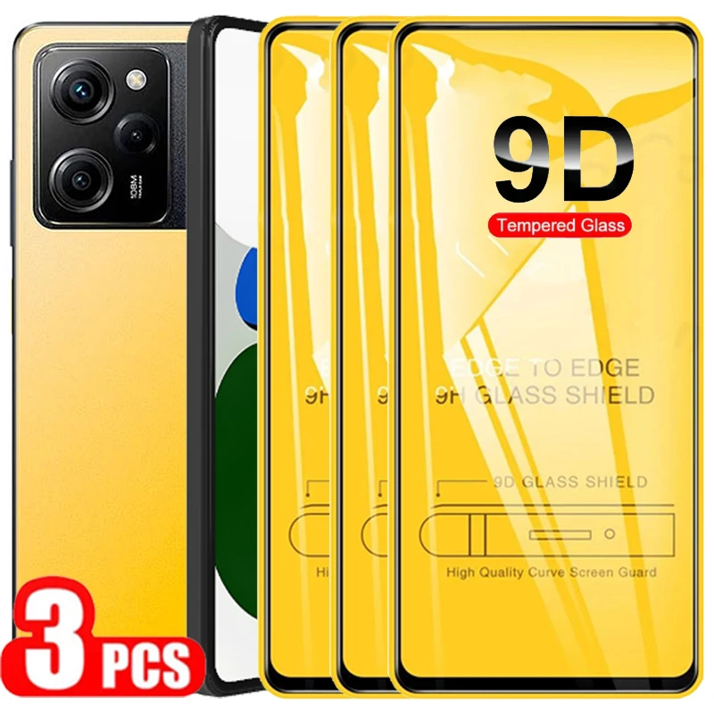 3PCS 9D Tempered Glass for POCO X5 F5 X3 X4 F2 M3 M4 Pro 5G Screen Protectors for POCO M5S M5 C40 F3 F4 GT X3 NFC Screen Glasses