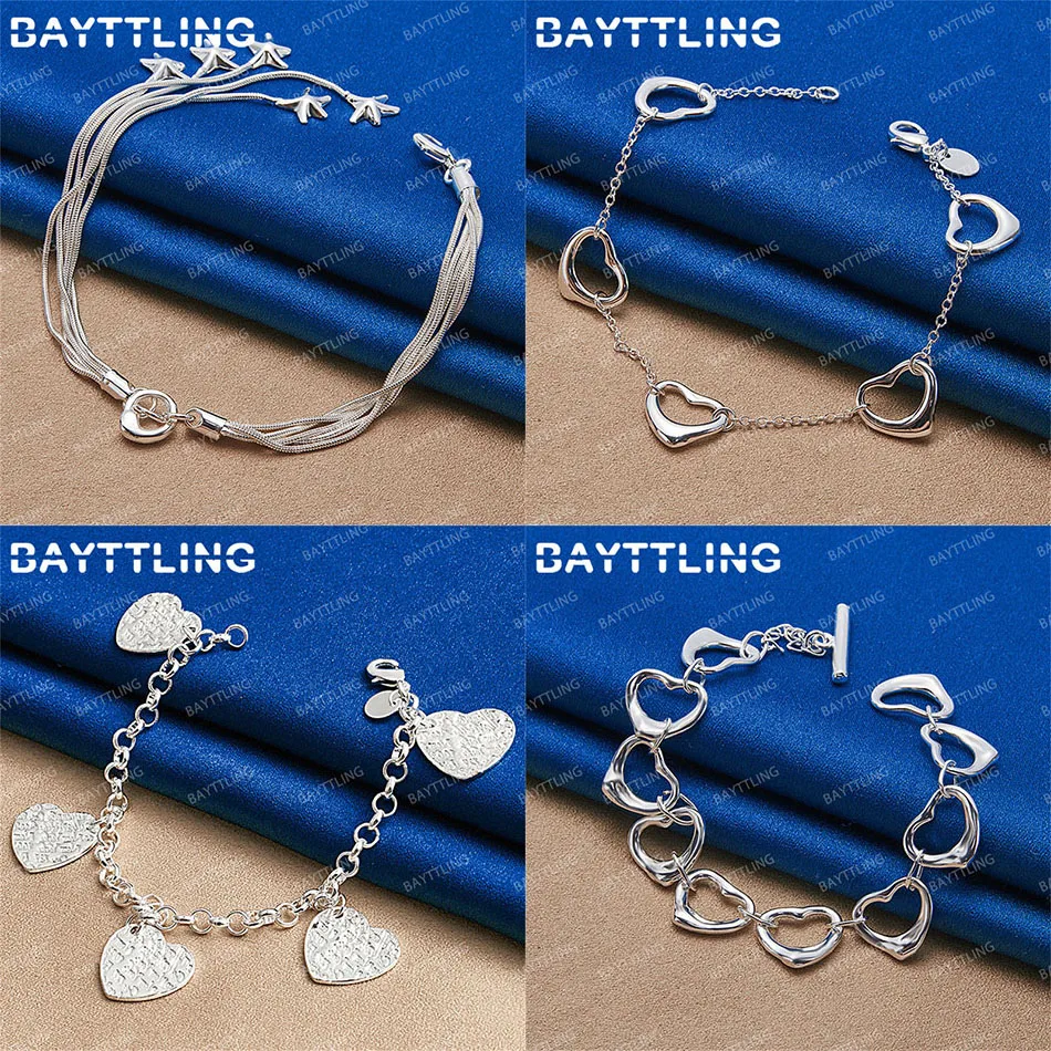 

Charm 925 Sterling Silver Exquisite Heart Shape Bracelet Women Fashion Luxury Jewelry Accessories Wedding Party