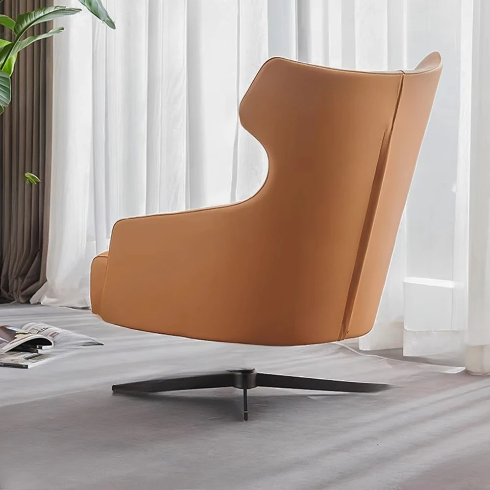 كرسي بذراعين من الجلد أريكة واحدة لغرفة المعيشة على الطراز الحديث #4