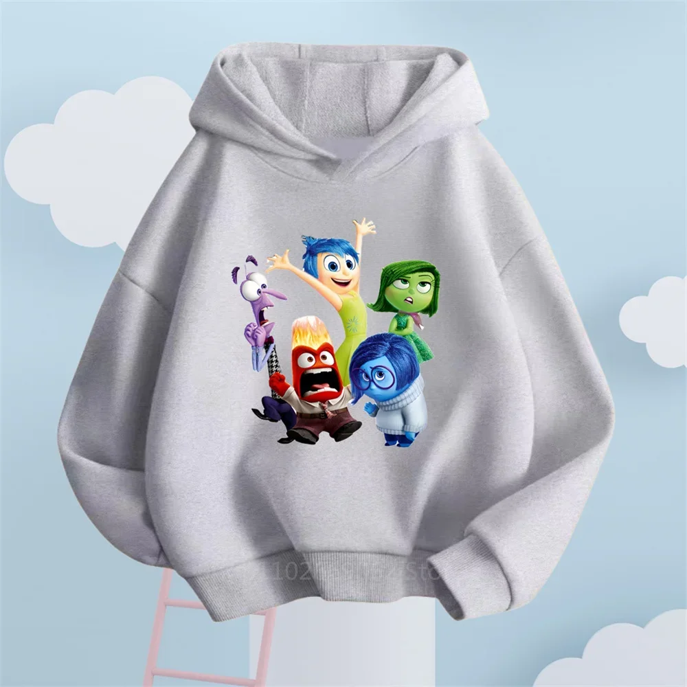 Disney 2024 New Spring-Autumn Hoodie With Inside Out Cartoon Prints - Perfect For Boys & Girls' Outdoor Casual Wear Ages 3-14