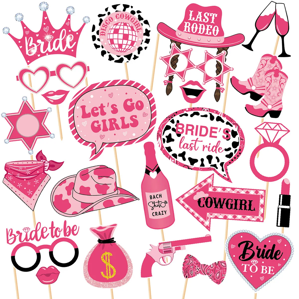 

Last Rodeo Bachelorette Decorations Cowgirl Bride to be Photo Props Lets Go Girls Party Decorations Supplies 24pcs