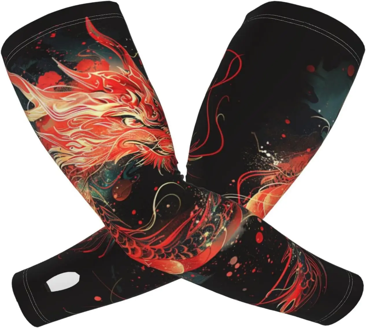 Cool Dragon Arm Sleeves Cover Summer Sun Protection Arm Sleeves for Men Women Baseball Cycling Golf Running