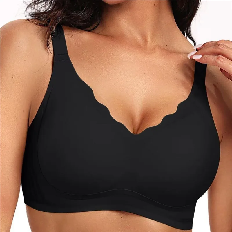 Women’s Seamless Wireless Bra Jelly Soft Support Lift Anti-Sagging Big Bust Minimizer Shaper Vest Removable Cups