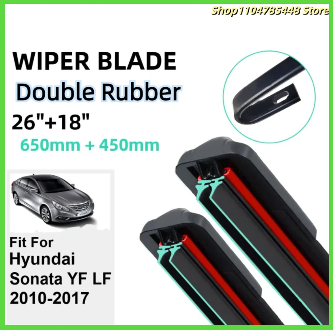 

Двойные резиновые щетки стеклоочистителя автомобиля для Hyundai Sonata YF LF 2010-2017, резиновые автомобильные аксессуары для переднего лобового стекла 2016 2017