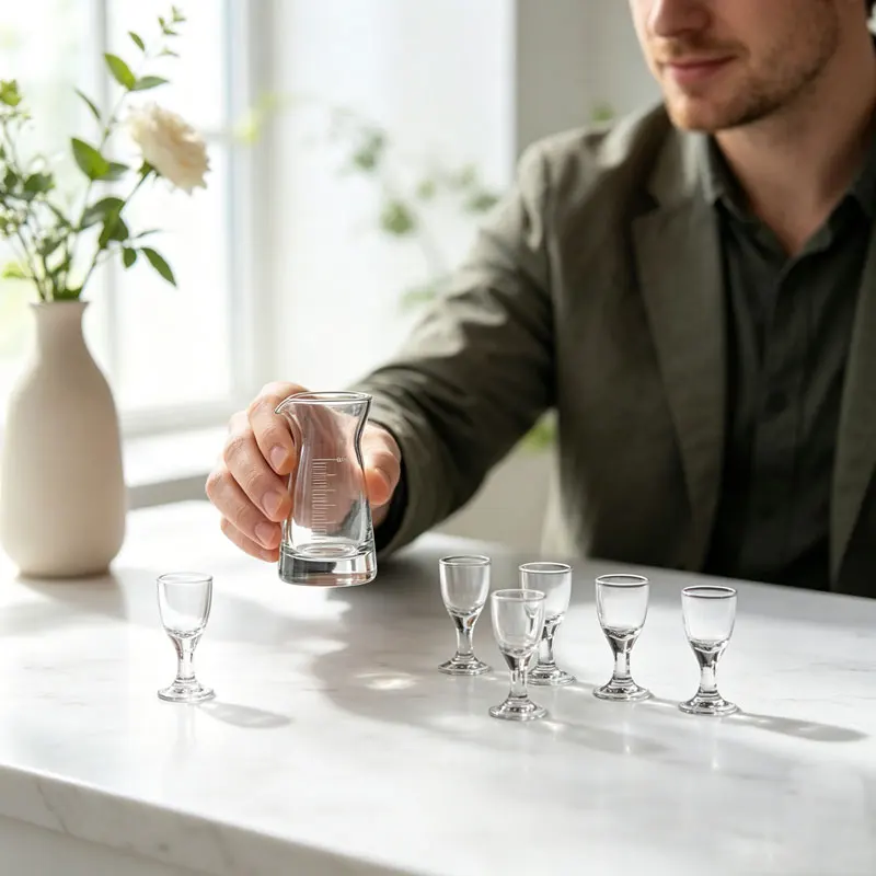 80ml Wine Dispenser Transparent Baijiu Pot Party Luxury Wine Decanter 10ml 6pcs Sets Shot Glass High Footed Small Wine Glass Cup