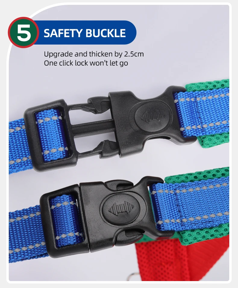 Hunde-Haustier-Brustgeschirr, breites Gurtband, zweifarbig, kontrastierend, vier Seadon-Hundegeschirr, Nylongriff, Outdoor-Hundegeschirr, reflektierend – Detail 10