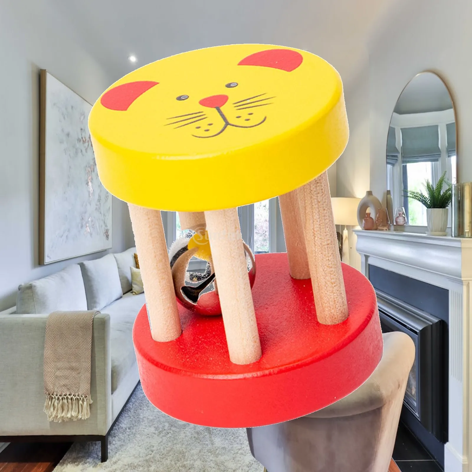 Montessori Wooden Baby Rattle Roller Sensory Toy with Bell for Infant Crawling Activity Development Educational Gift