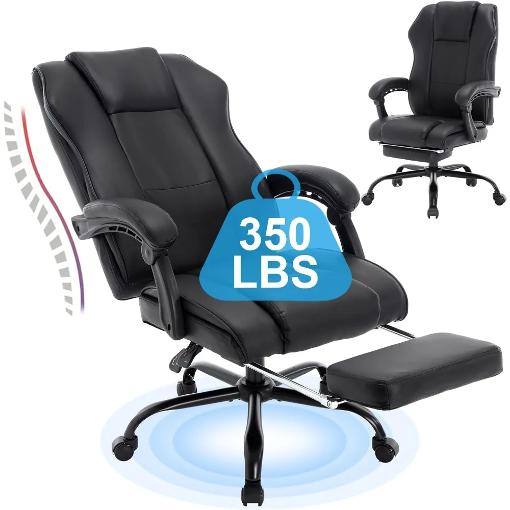 

Reclining Home Desk Office Chair with Footrest,Ergonomic Recliner Desk Chair with Weels,PU Leather Executive Chairs with