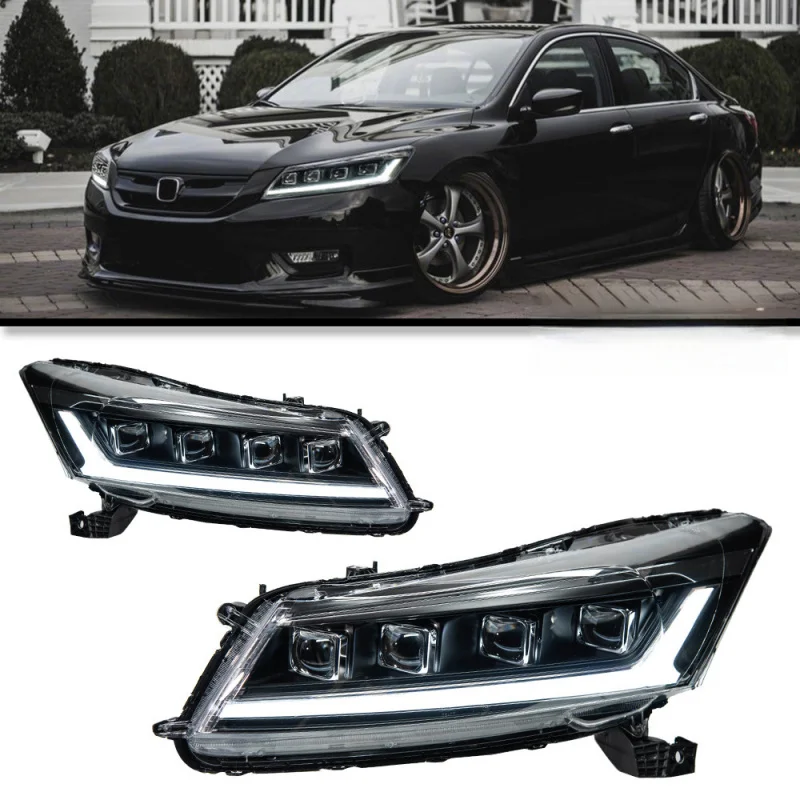 Suitable for 2008-2012 Eighth Generation Accord Headlight Assembly Modification Full Four Lens LED Flowing Turn Signal