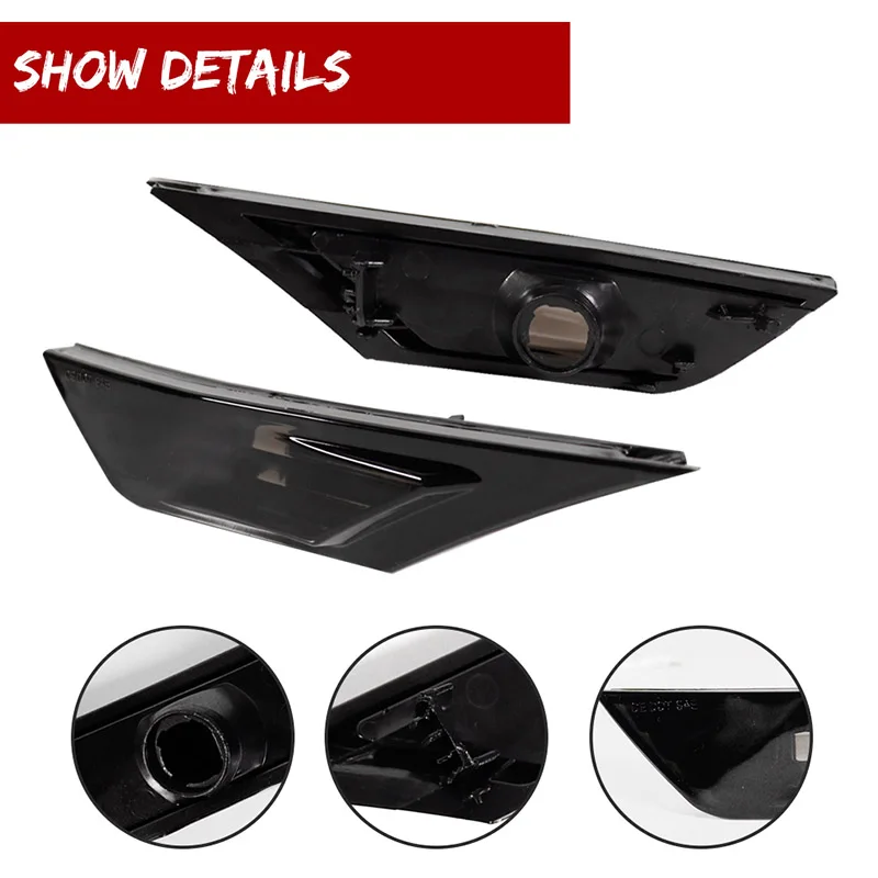 2pcs Car Front Bumper Side Marker Light Fender Flare Light Cover Housings For Honda Civic 2016-up 10th Gen, No Bulb / Socket