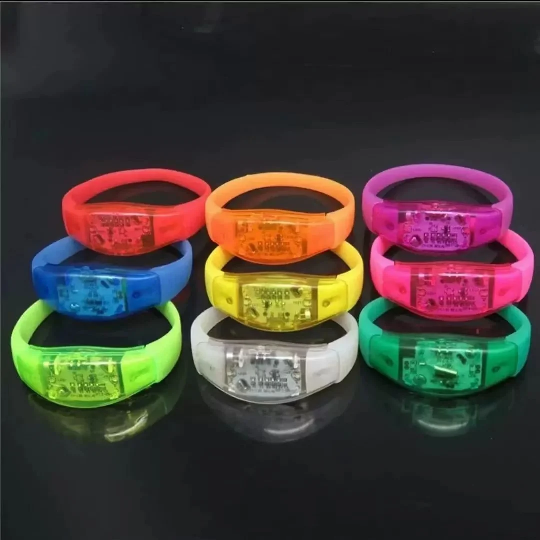 

20pcs/lot LED Glow Bracelet Sound Activated Wristbands Music Party Favors for New Year Rave Concerts Festival Birthday Carnival