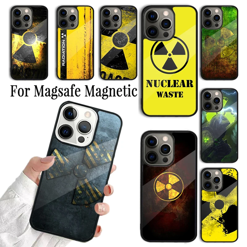 Coque Phone Case For iPhone 16 15 14 13 12 11 Pro Max Plus Magsafe Magnetic Wireless Charging Cover Nuclear Radiation Emblem